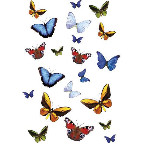 Kleine Wolke - Farfalle, Decorazioni artistiche statiche per docce e Vetro, Fissaggio e rimozione istantanei Senza Materiale Adesivo (1/2)