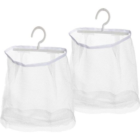 Lot de 2 sacs suspendus en filet, sacs de rangement multifonctionnels en filet, sacs à pinces à linge, pochettes de cuisine en filet-24.5X22CM-White (1/4)