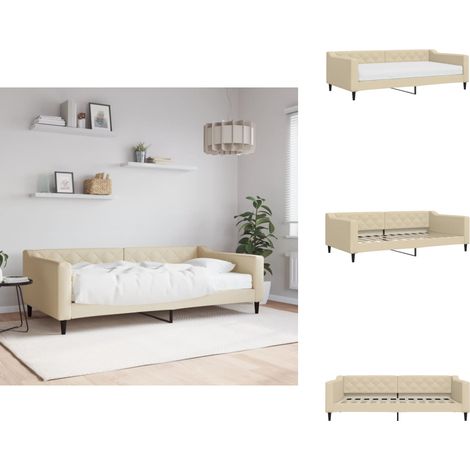 Tagesbett mit Matratze Creme 100x200 cm Stoff - Tagesbett Mit Matratze - Tagesbetten Mit Matratze - Tagesbett - Sofabett (1/5)