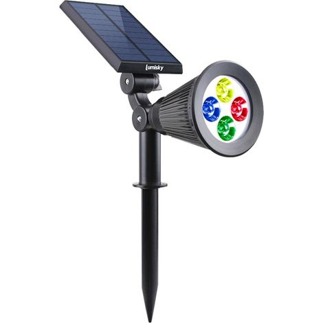 Lumisky Spot solaire projecteur 2 en 1 à piquer ou à fixer dimmable LED multicolore SPIKY C34 H42cm (1/5)