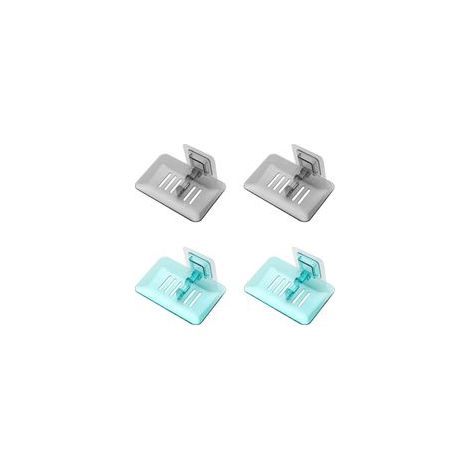 Seifenschale in Einzelteilen, selbstklebende Wandseifenschale, Seifenbox mit Abtropffläche für Dusche, Küche, Bad, bohrfreie und rostfreie Seifenschale (schwarz und grün) - Crezuo