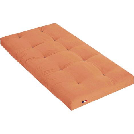 Matelas futon latex et fibres fabrication française Couleur Goyave 90 x 190 cm