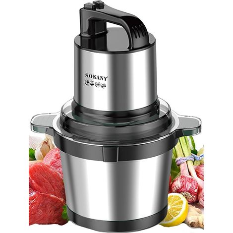 Hachoir Électrique Mini hachoir a viande electrique Avec Bol Acier Inox, robot mixeur petit Avec 2 niveaux de vitesse et 4 Lames en inox (SK-7028, 800W, 4L) (1/5)