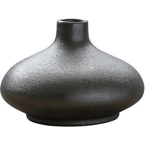 1 Stück Keramikvase, Kunsthandwerk, Dekoration, chinesische Zen-Keramikvase, Ornament (rund, schwarz) (1/3)