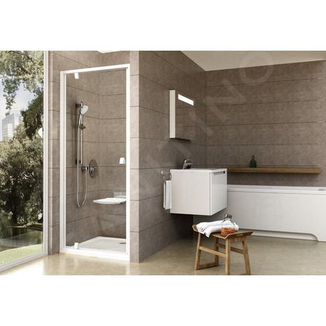 Ravak Pivot - Porte de douche pivotante, 90 cm, blanc/verre clair 03G70101Z1 (1/5)