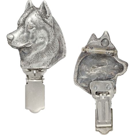Siberian Husky, Siberian Husky - Brosche mit Clip, Startnummernhalter, versilbertes Abzeichen für eine Hundeausstellung von Art-Dog (1/5)