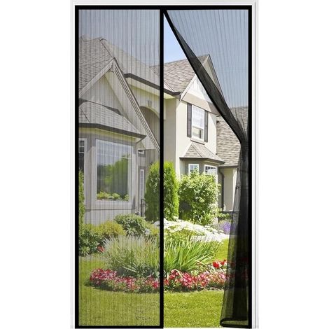 Moustiquaire de porte magnétique 120x210 CM – Polyester noir – Installation rapide sans outils – Protection contre insectes volants (1/5)