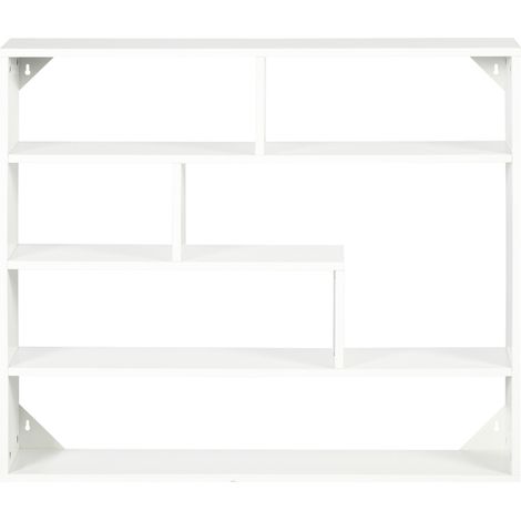 Étagère design murale blanche en bois, 80x94x19.5cm, 4 étagères de rangement modernes pour salon ou bureau. (1/5)