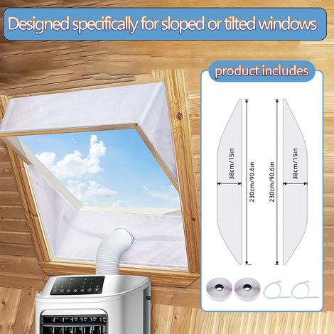 Bâche d'étanchéité pour Climatisation Mobile avec Fenêtre de Toit Inclinée, 230x38 cm Blanche, Fermeture Éclair et Velcro Double Face, Kit 2 Pièces (1/4)