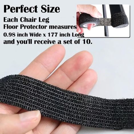 Cinta protectora para patas de silla，4,5 m x 15 rollos，Tapas para patas de silla，Protectores para patas de silla，Almohadillas de fieltro，Negra (1/4)