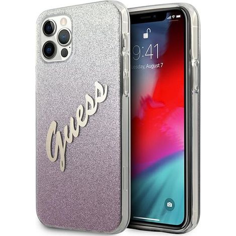 Funda rígida rosa/rosa con purpurina y diseño degradado para iPhone 12 Pro Max de 6,7 pulgadas de Guess GUHCP12LPCUGLSPI (1/5)