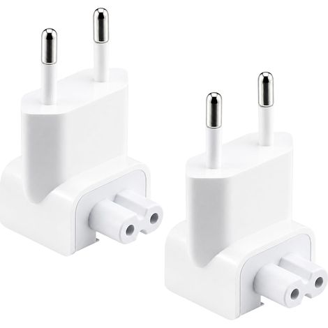 Paquete de 2 adaptadores de enchufe europeo para adaptador de corriente Apple MacBook, cargador de CA, enchufe europeo a adaptador de viaje europeo, compatible con Apple iPad, adaptador de corriente U (1/5)
