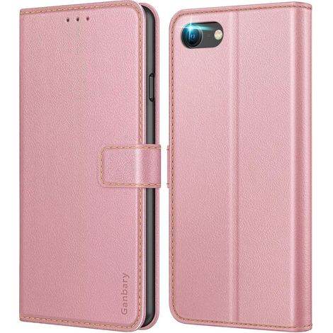 Leder Handyhülle für iPhone SE 2022 SE3/SE2 5G/SE 2020 7 8 Hülle, Rosa (1/5)