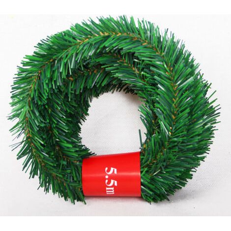 Sollbry Guirlande de Noël de 5,5 m, guirlande de pin artificiel, guirlande de verdure douce pour fête de mariage de vacances, escaliers, décoration de cheminées, utilisation extérieure/intérieure (1/3)