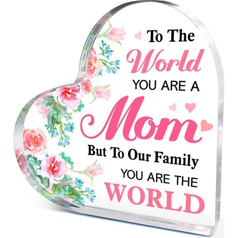 Plaque cœur décorative acrylique, objet bureau à poser, cadeau souvenir famille amis（10 cm) (1/4)