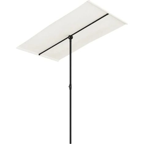 Parasol de jardin, mât en aluminium, 180 x 110 cm, blanc sable (1/2)