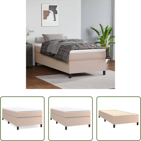 Kunstlederbett - Boxspringbettgestell Cappuccino-Braun 90x190 cm Kunstleder (1/5)