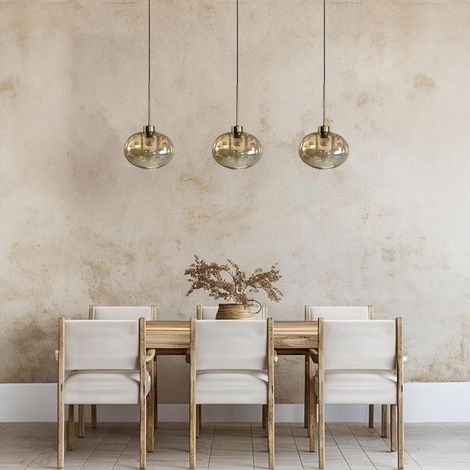 bamyum Solvia Suspension Luminaire Verre Rétro en Metal de 30 cm, Lustre de Salon Vintage, Éclairage de Plafond pour Chambre, Cuisine, Lampe Suspendue (1/3)