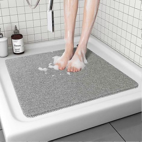Tapis de douche antidérapant, tapis de salle de bain confortable, adapté aux surfaces texturées, séchage rapide et facile à nettoyer, idéal comme tapis de sol de douche dans les zones humides. (1/4)