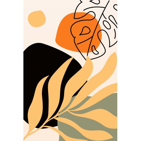 Papier peint panoramique - Feuilles Boho - 170 cm x 255 cm (1/2)