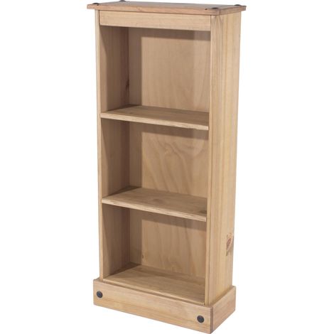 3 Tier Solid Pine Bookcase Narrow Display Shelving Storage Unit Wood Furniture (1/3)