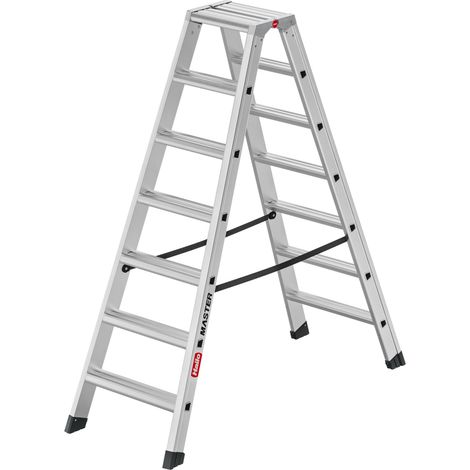 Hailo Aluminium-Doppelstufenleiter Master D100 2 x 7 Stufen (1/5)