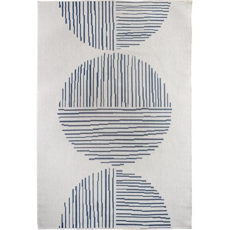 Tapis extérieur, kilim reversible AV REVERSIBLE160x230 bleu et crème (1/5)