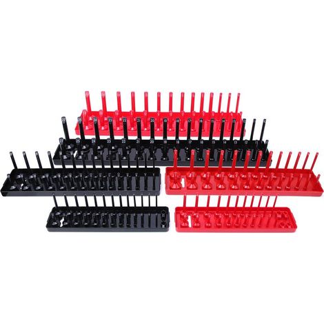 Douille de cléOrganisateur de douilles 6 pièces multifonction - Rangement pour douilles métriques/imperiales - Porte-douilles plastique avec marquage des tailles et trous de fixation (1/5)