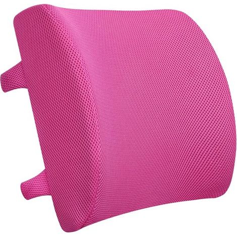Coussin lombaire ergonomique en mousse à mémoire de forme, soutien du bas du dos pour voiture, chaise de bureau, canapé et lit, rose (1/5)