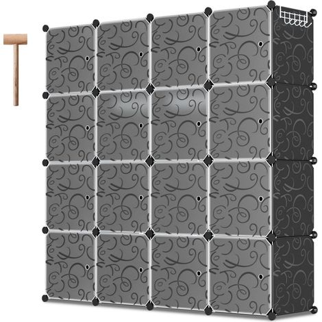 Randaco Kleiderschrank DIY 12/13/20 Boxen Regalsystem Kleiderschrank mit Tür Wasser und Staubdicht für Schlafzimmer Badezimmer (16 Boxen)