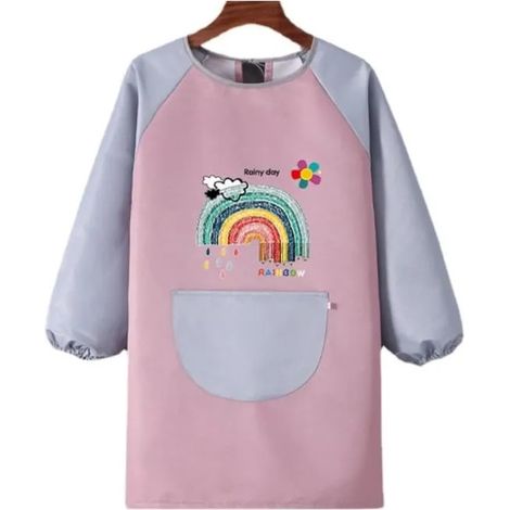Tablier de peinture enfant - Beau cadeau - Imperméable - Manches longues réglables - Blanc et coloré (1/4)
