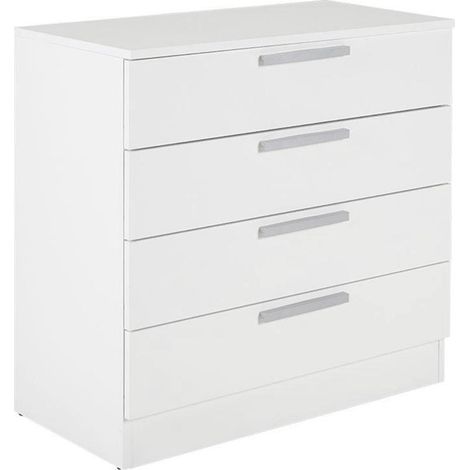 Home Heavenly®- Cómoda de 4 cajones CUBE, de madera aglomerada, sistema de apertura con bisagras, tiradores rectos acabado mate Color: Blanco (1/5)