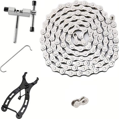 Cadena Para Bicicleta - 6/7/8 Velocidades - 1/2 x 3/32 Pulgadas - 116 Eslabones - Acero Inoxidable - Diseño Doble Puente X - Fácil Instalación - 1 Unidad (1/5)