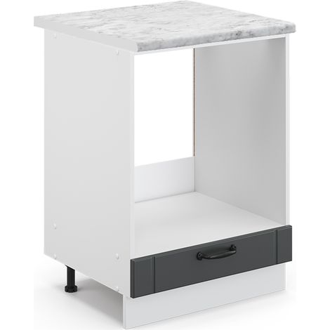 Herdumbauschrank Fame-Line, Anthrazit Landhaus, 60 cm , AP Marmor, Vicco