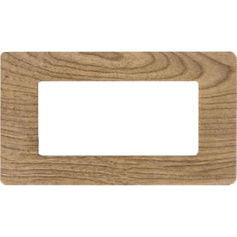 Placca Interruttore 4 Moduli Compatibile Matix Copripresa Legno Chiaro C8804 (1/4)