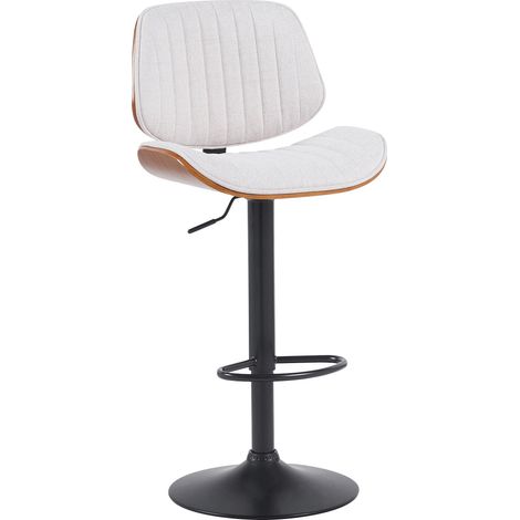Sgabello da bar x1 stile retrò-moderno seduta in tessuto bianco struttura in legno di noce e metallo nero 100006267