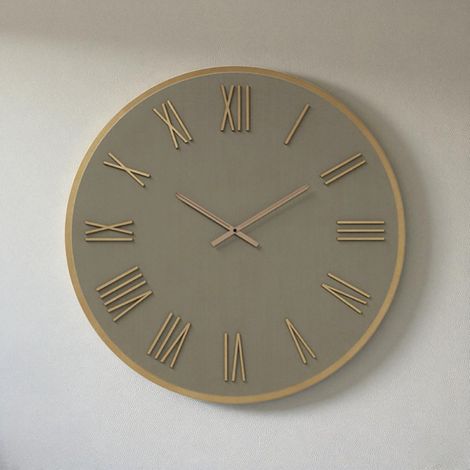 Orologio rotondo D60 cm in Laminam Tortora con dettagli Rame LAZARUS (1/2)