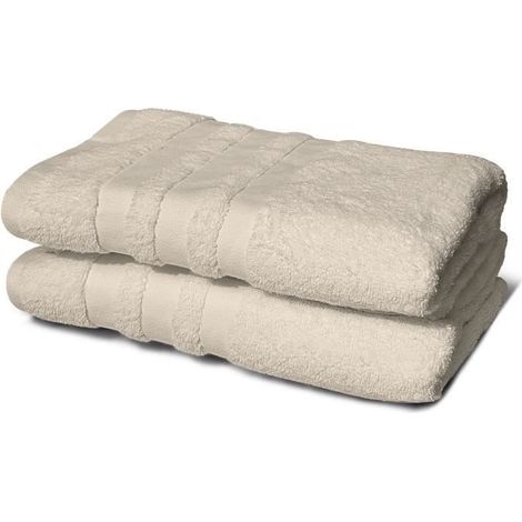 2er Set Handtücher - LOVELY HOME - 2 Duschtücher 70 x 140 cm - Beige (1/3)