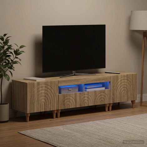 vidaXL 3 Piece LED TV Cabinet Sonoma Oak Engineered Wood (1/5)