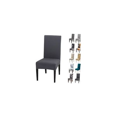 Lot de 6 Housses de Chaise Extensibles Universelle - Moderne - Gris(45x45x90 cm) (1/5)