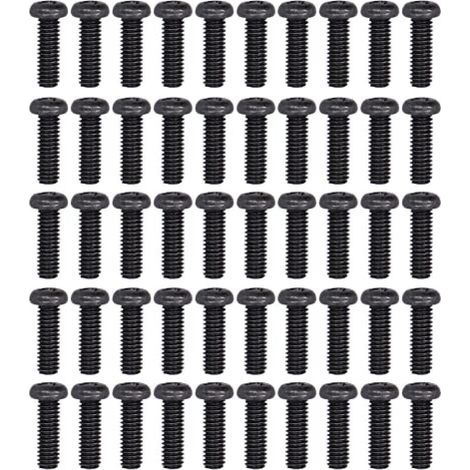 Packung mit 50 vollgewindeten, schwarz verzinkten Edelstahl-Linsenkopf-Maschinenschrauben DIN7985, Nietmuttern (M4 x 12) (1/5)