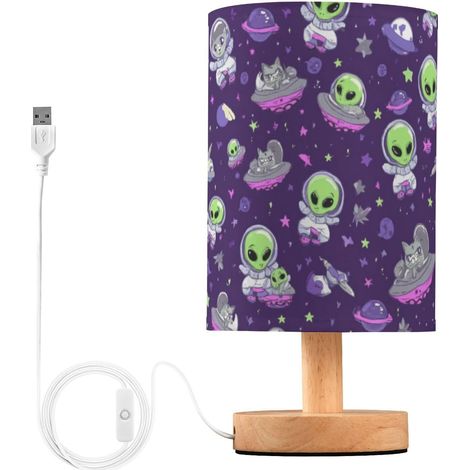Kcldeci Lampe de chevet motif extraterrestres vert spatial et (1/5)