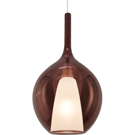 Sospensione Contemporanea Kalique Vetro Rame Bianco E Cromo 1 Luce E27 H53Cm (1/3)