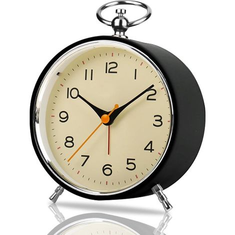 Analoger Retro-Wecker ohne Ticken,runder 4,3-Zoll-Wecker mit Nachtlicht und Schlummerfunktion,lauter Ton für Tiefschläfer,Kinder und Senioren (1/5)