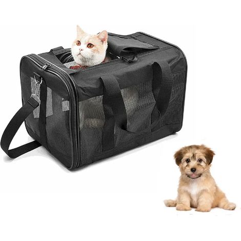 Cage de transport pour chien et chat, sac de transport pliable avec compartiment de rangement, 42 x 28 x 28 cm. (1/5)