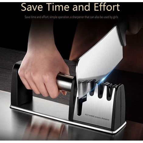 Manual Knife Sharpener, 4 Levels, Updated Version, Scissor Sharpener. For scissors, sharpening knives for chef's knives, kitchen knives, and more. (1/3)