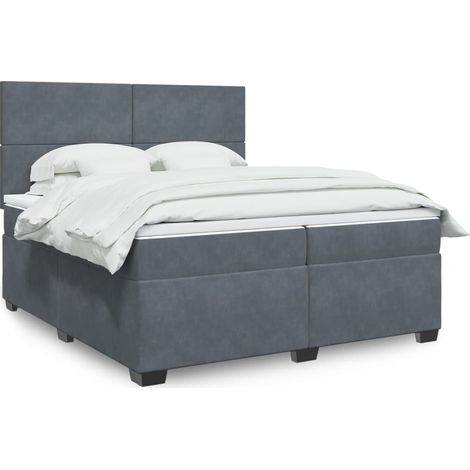 Boxspringbett mit Matratze Dunkelgrau 200x200 cm Samt (1/5)