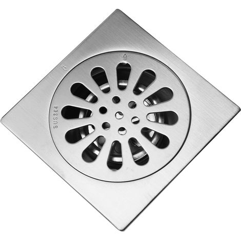 Grille de Siphon de Sol Carré, Drain de Sol de Douche Anti avec Couvercle de Crépine Amovible, Couvercle de Siphon de Sol en Acier Inoxydable pour Salle de Bain Toilette Cuisine (Style III)