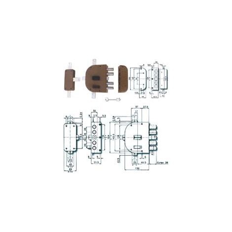 Serrure Quintuple à appliquer avec pêne double panneton 2350 - mm.60 DX (2350-01)