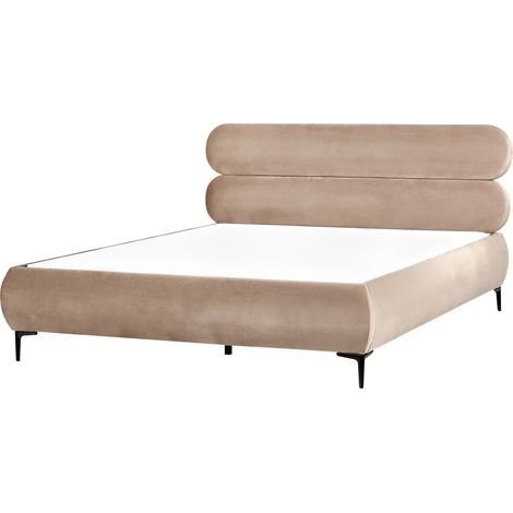 Bett mit Lattenrost Samtstoff LESSAY 180 x 200 cm Taupe